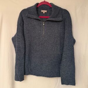 J.Crew Heather Blue Half-Zip Knit Pullover Sweater — Size M